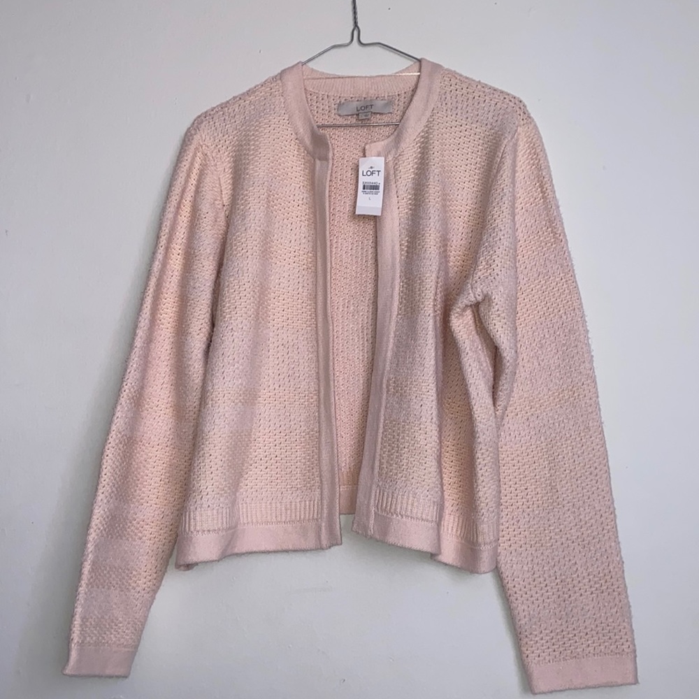 LOFT Light Pink Open Front Cardigan